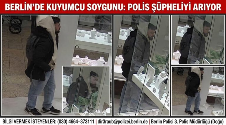 Berlin’de kuyumcu soygunu: Polis güvenlik kamerasındaki şüpheliyi arıyor
